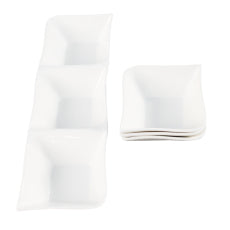 Hvit Lilje tredelt skål og 3 små skåler