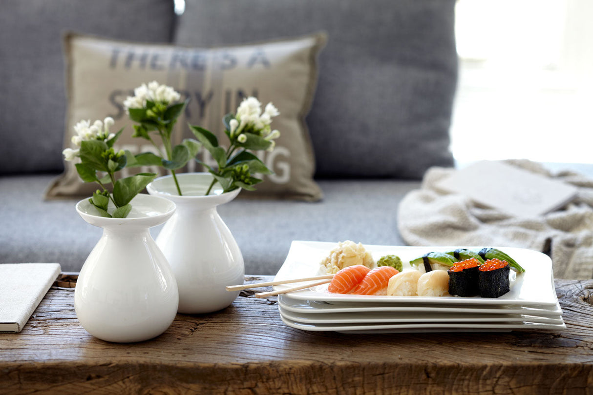 Hvit Lilje sushi-/påleggstallerken 2 stk