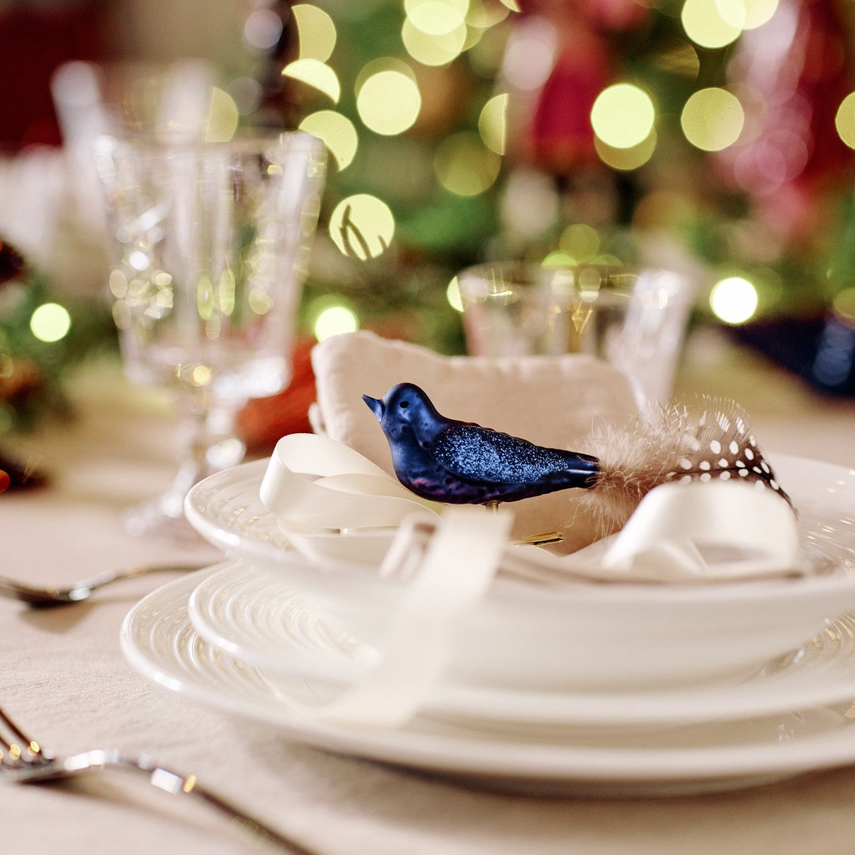 Julepynt fugl sett à 3 farger