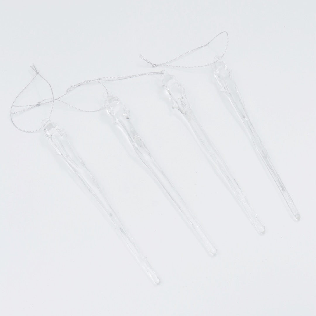 Julepynt istapp m/dråper 20 cm 4 stk