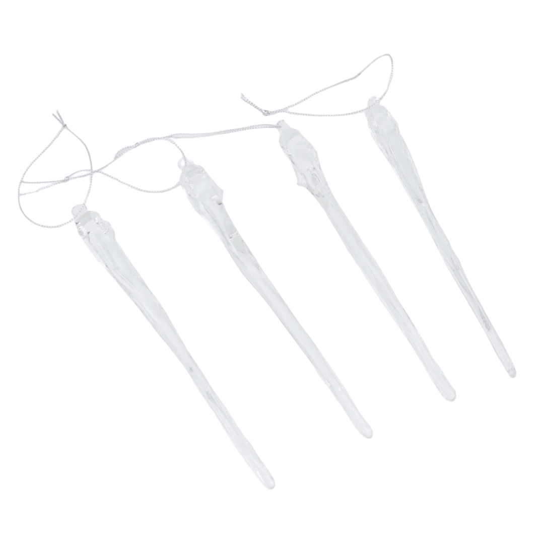 Julepynt istapp m/dråper 20 cm 4 stk