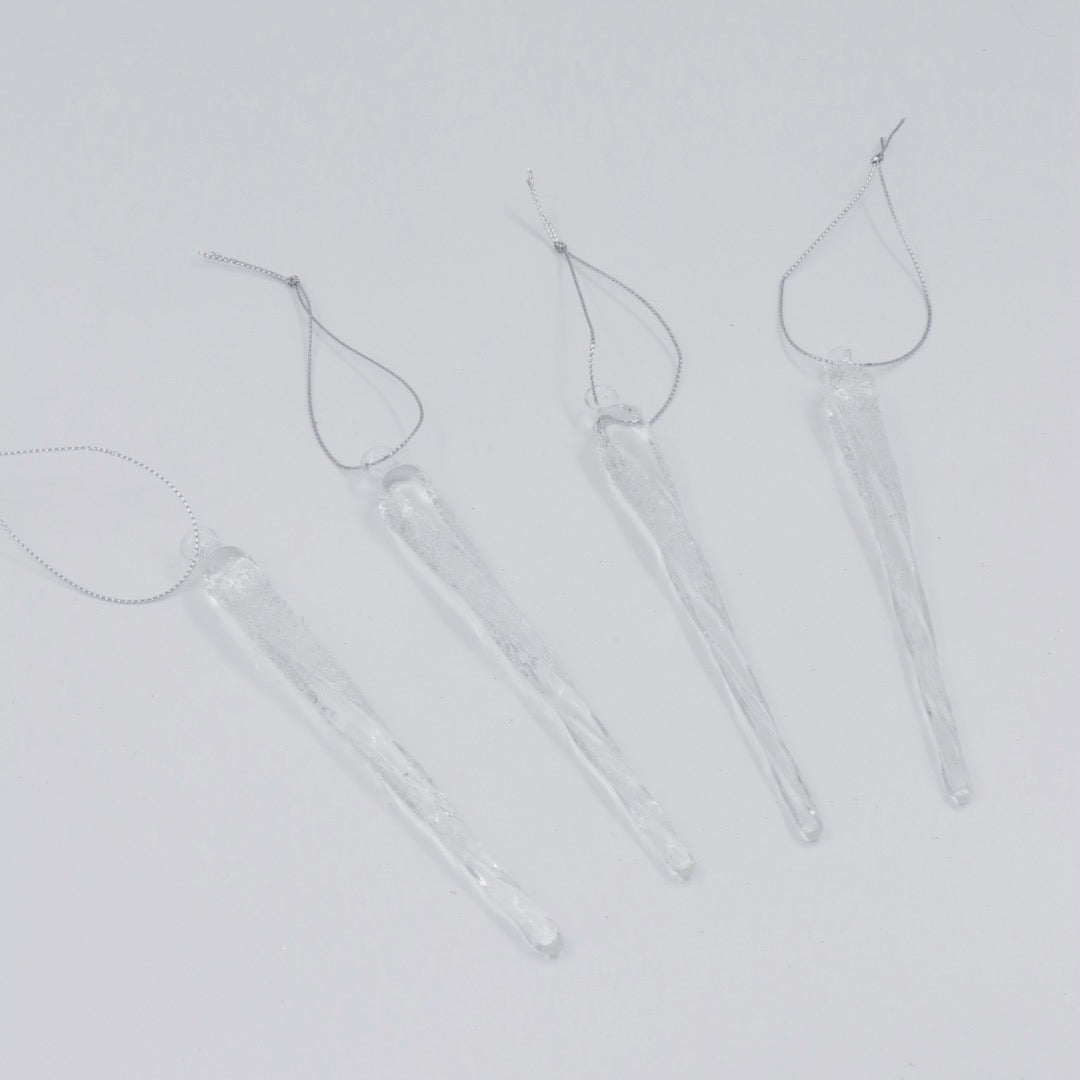 Julepynt istapp frostet 15 cm 4 stk