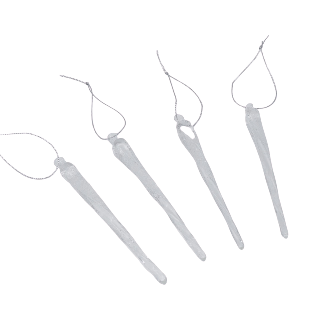 Julepynt istapp frostet 15 cm 4 stk