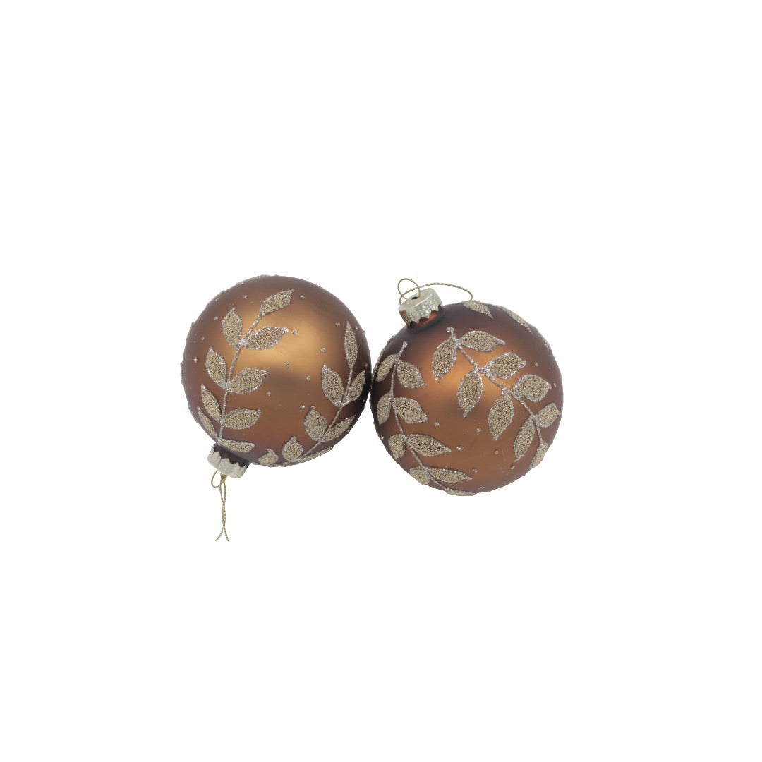 Julepynt brun m/glitterdekor 4 stk