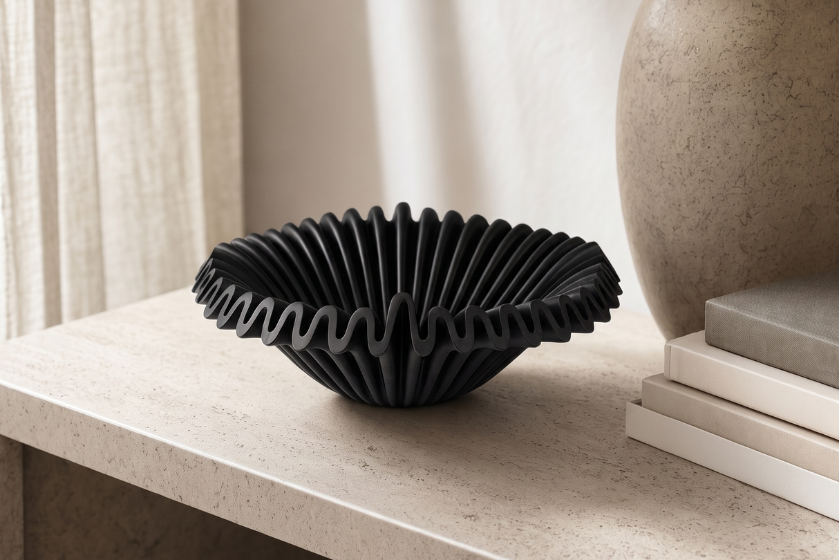 Black Ribbed skål liten