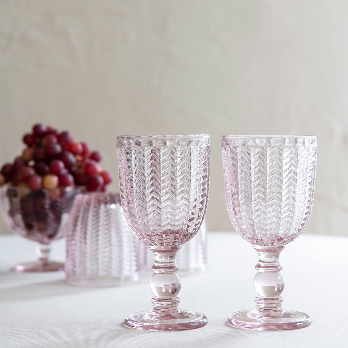 Carla vinglass 2 stk rosa