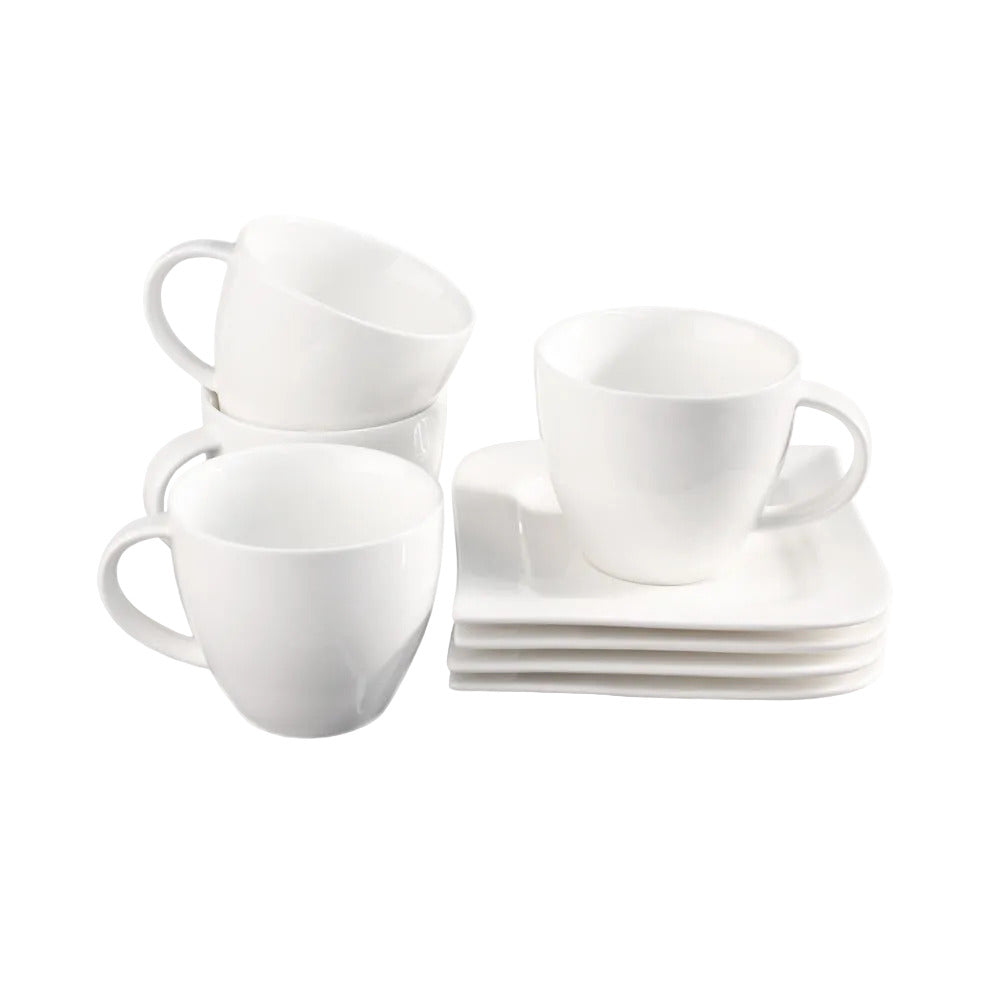 Hvit Lilje kopp m/skål 4 stk