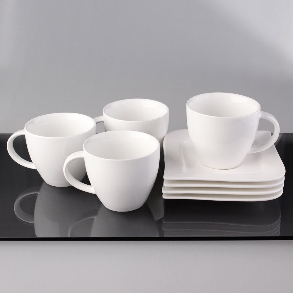 Hvit Lilje kopp m/skål 4 stk