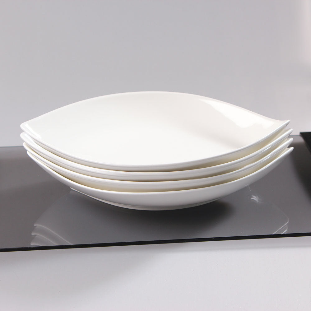 Hvit Lilje oval tallerken 4 stk