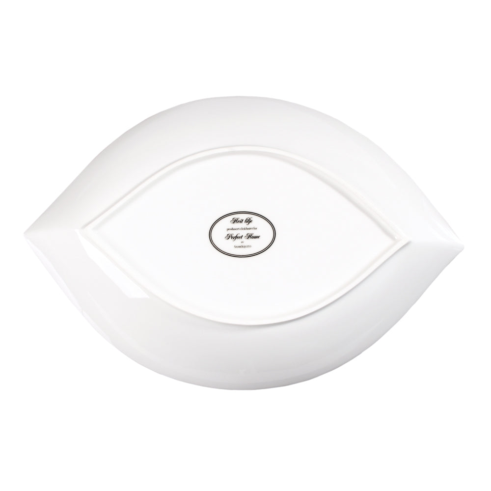 Hvit Lilje oval tallerken 4 stk