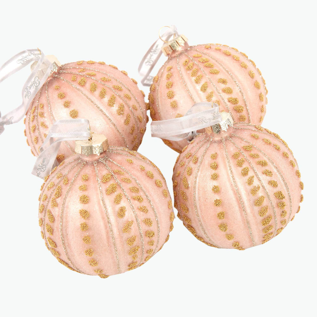 Julepynt rosa m/gulldekor 4 stk