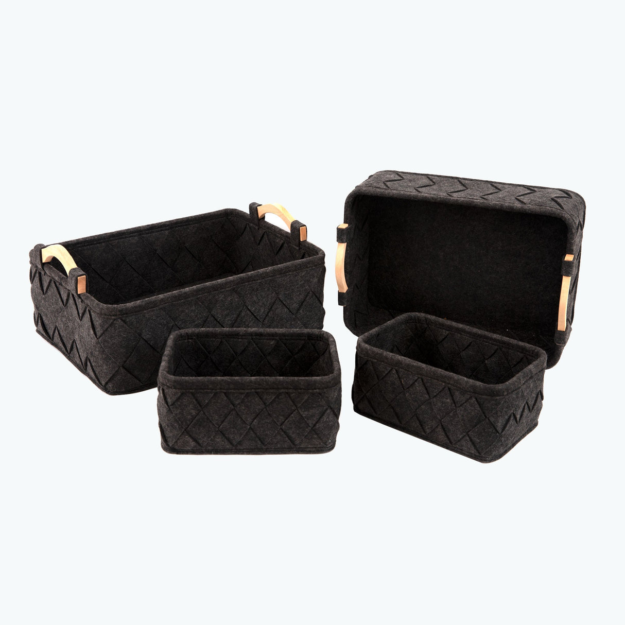 Zermatt oppbevaringskurv koksgrå sett à 4