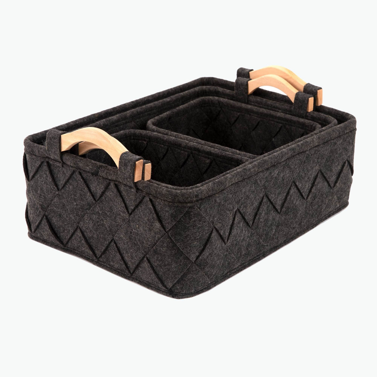Zermatt oppbevaringskurv koksgrå sett à 4