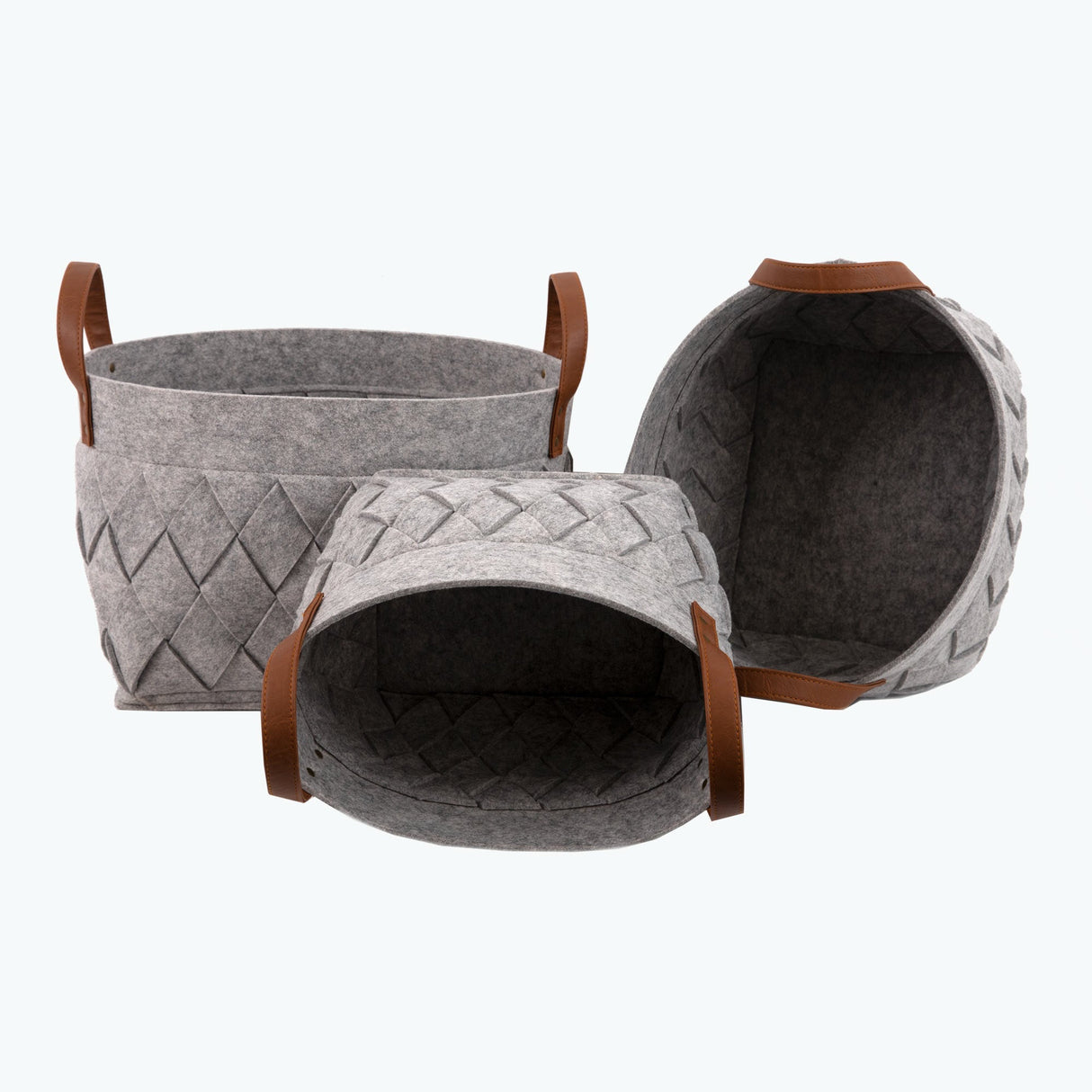 Zermatt oppbevaringskurv lys grå sett à 3