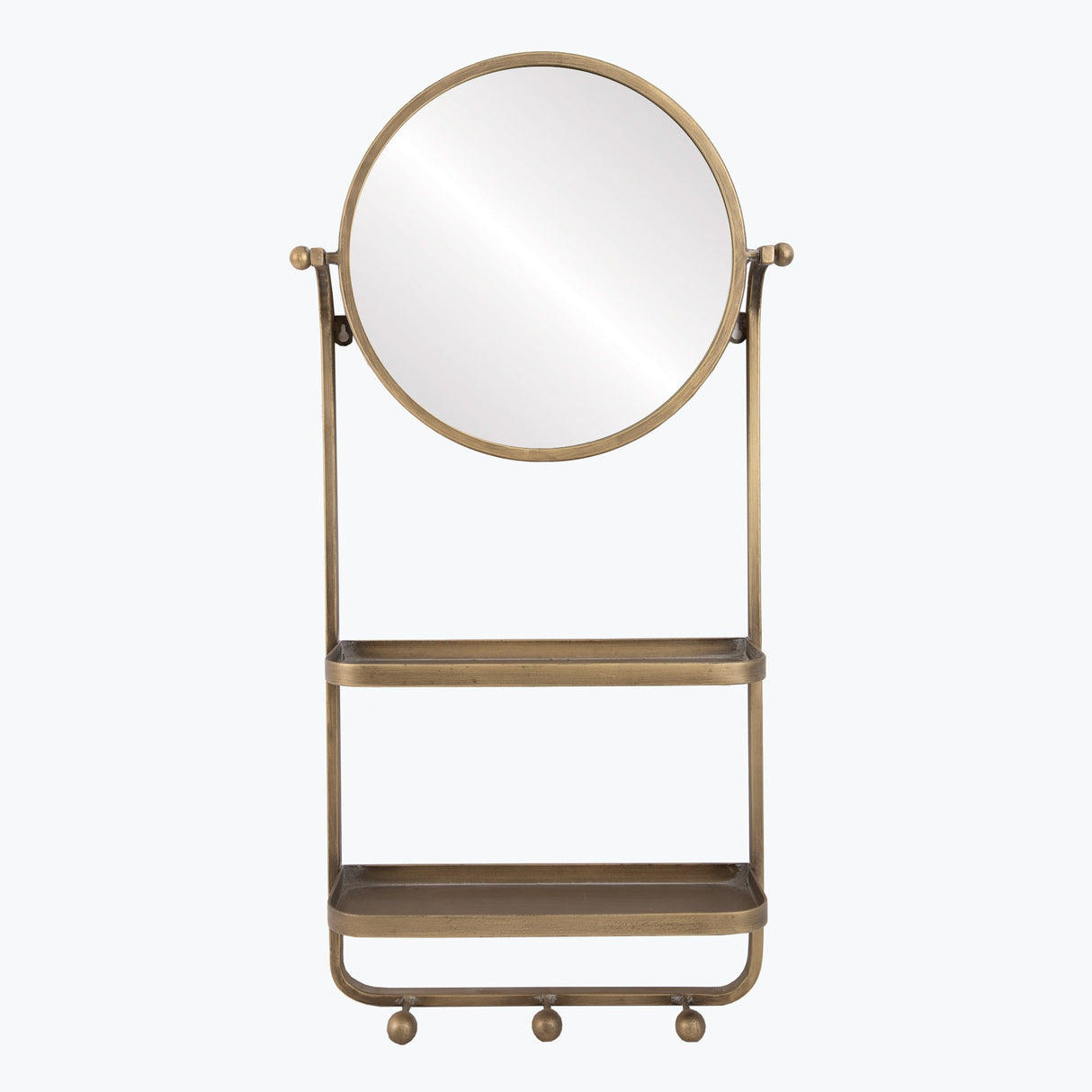 Belmond mirror with shelves and hooks