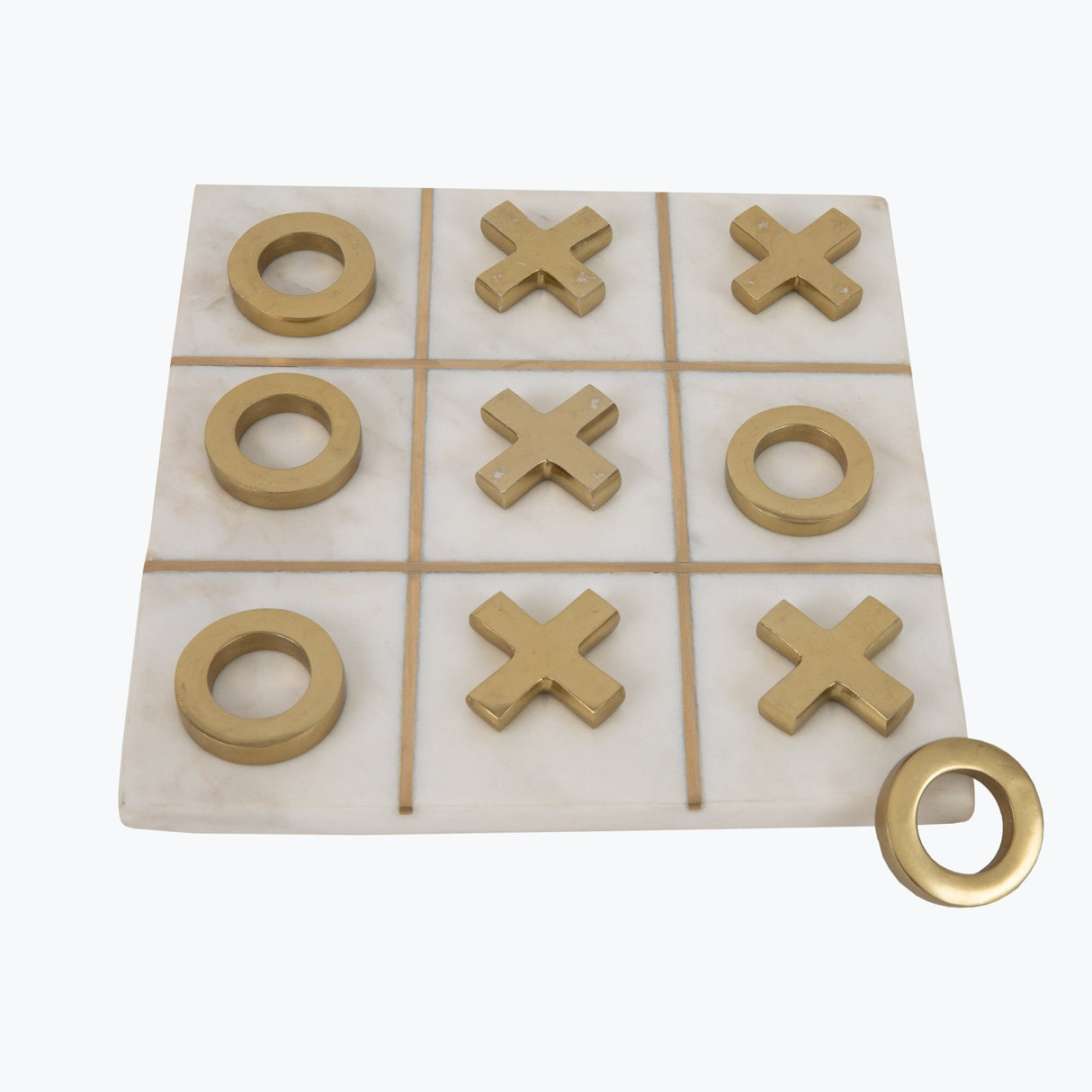 White Marble Tic-Tac-Toe med 10 spillebrikker