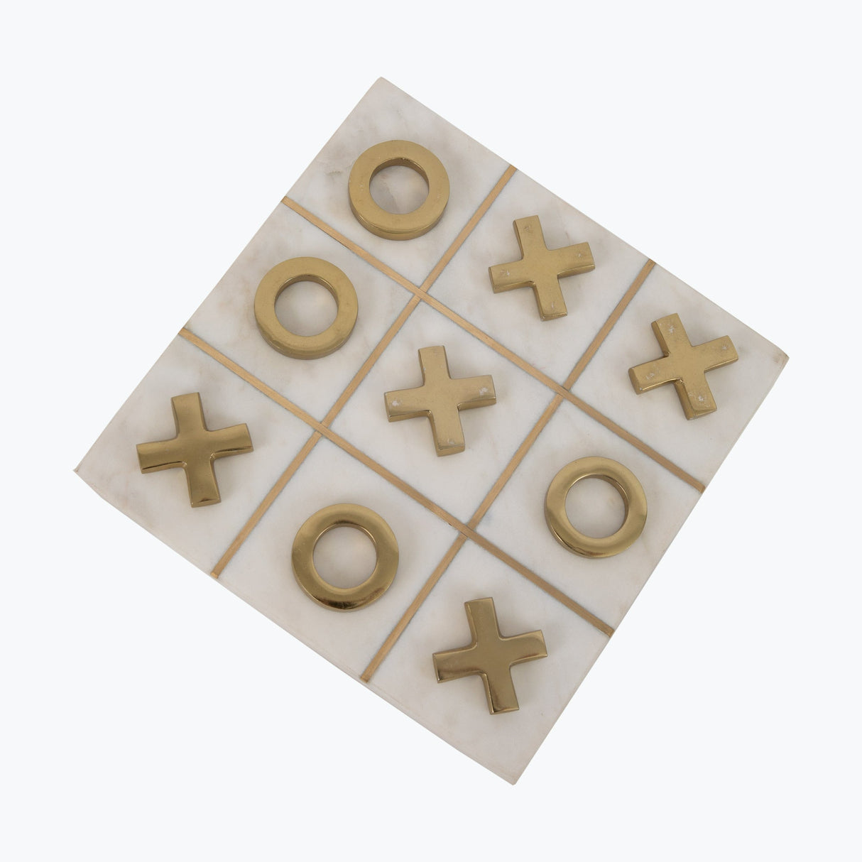 White Marble Tic-Tac-Toe med 10 spillebrikker