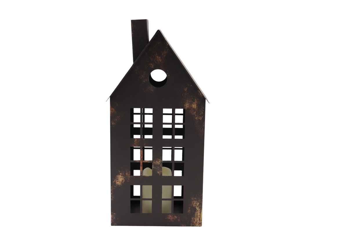 House lantern w/LED light H35 cm