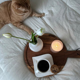 Vintage rund serveringsfjøl 30x40 cm