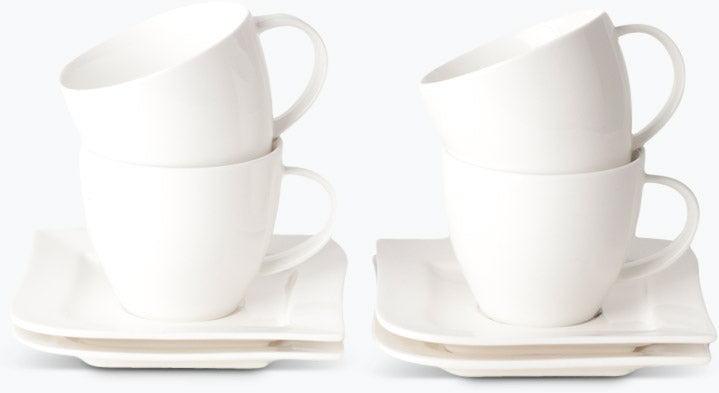 Hvit Lilje kopp m/skål 4 stk