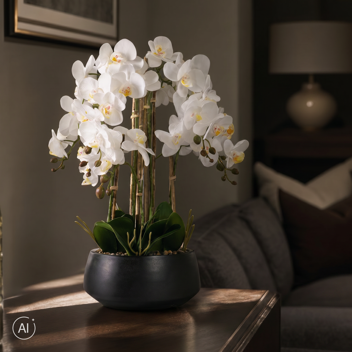 Orchid hvit 52 cm m/svart potte