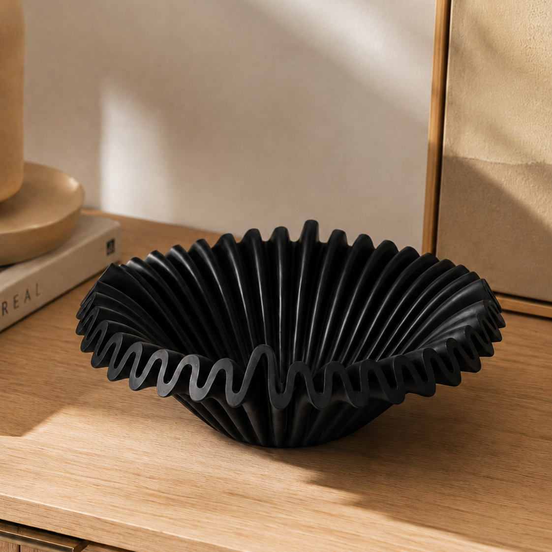 Black Ribbed skål liten