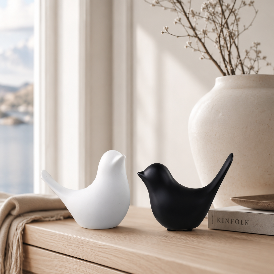 Bird figur hvit medium