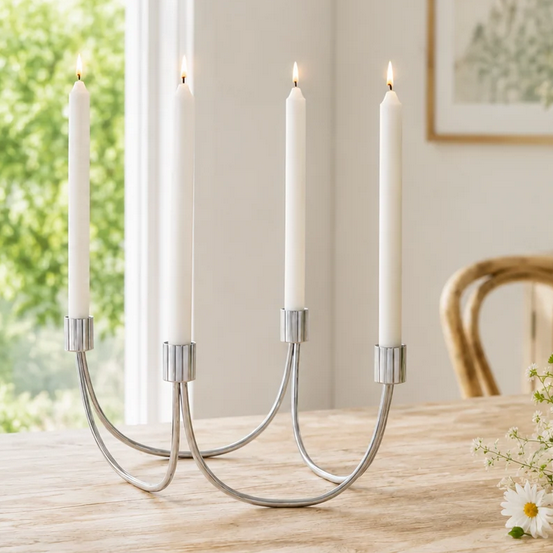 Wilson Silver lysestake for 4 lys