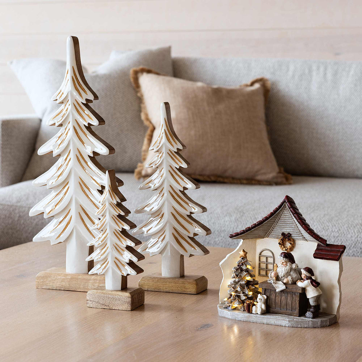 Wooden Tree hvit sett à 3
