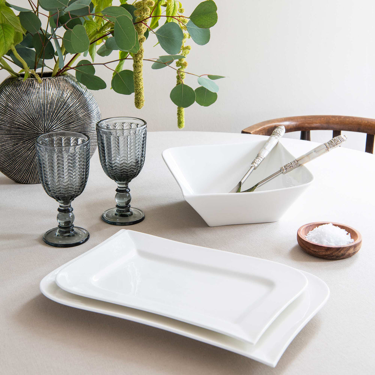 Hvit Lilje serveringsfat sett à 2